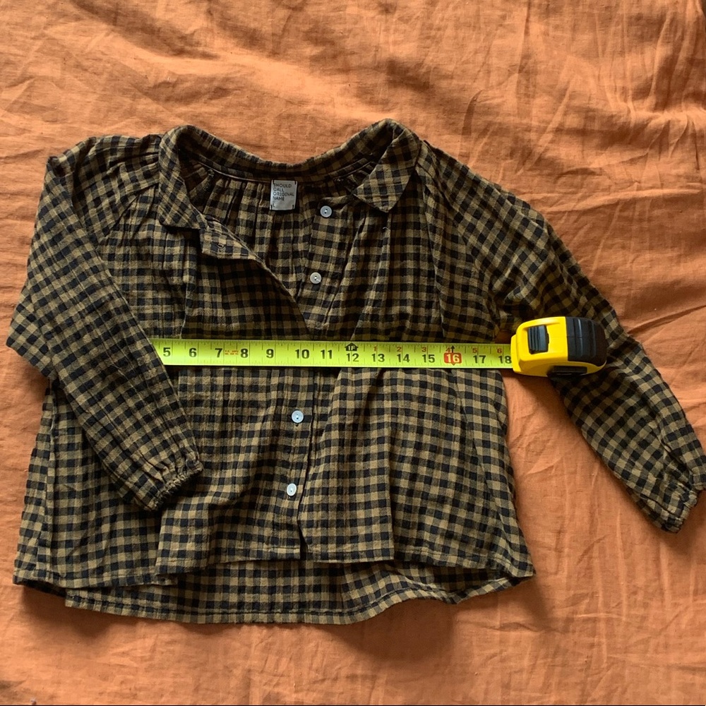 Gingham/Buffalo Check Cropped Blouse, Size M - Picture 4 of 6
